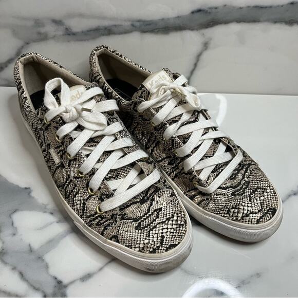 Keds | Women's Cream Black Snakeskin Memory Foam Jump Kick Shoes Sz 11 - Picture 1 of 7